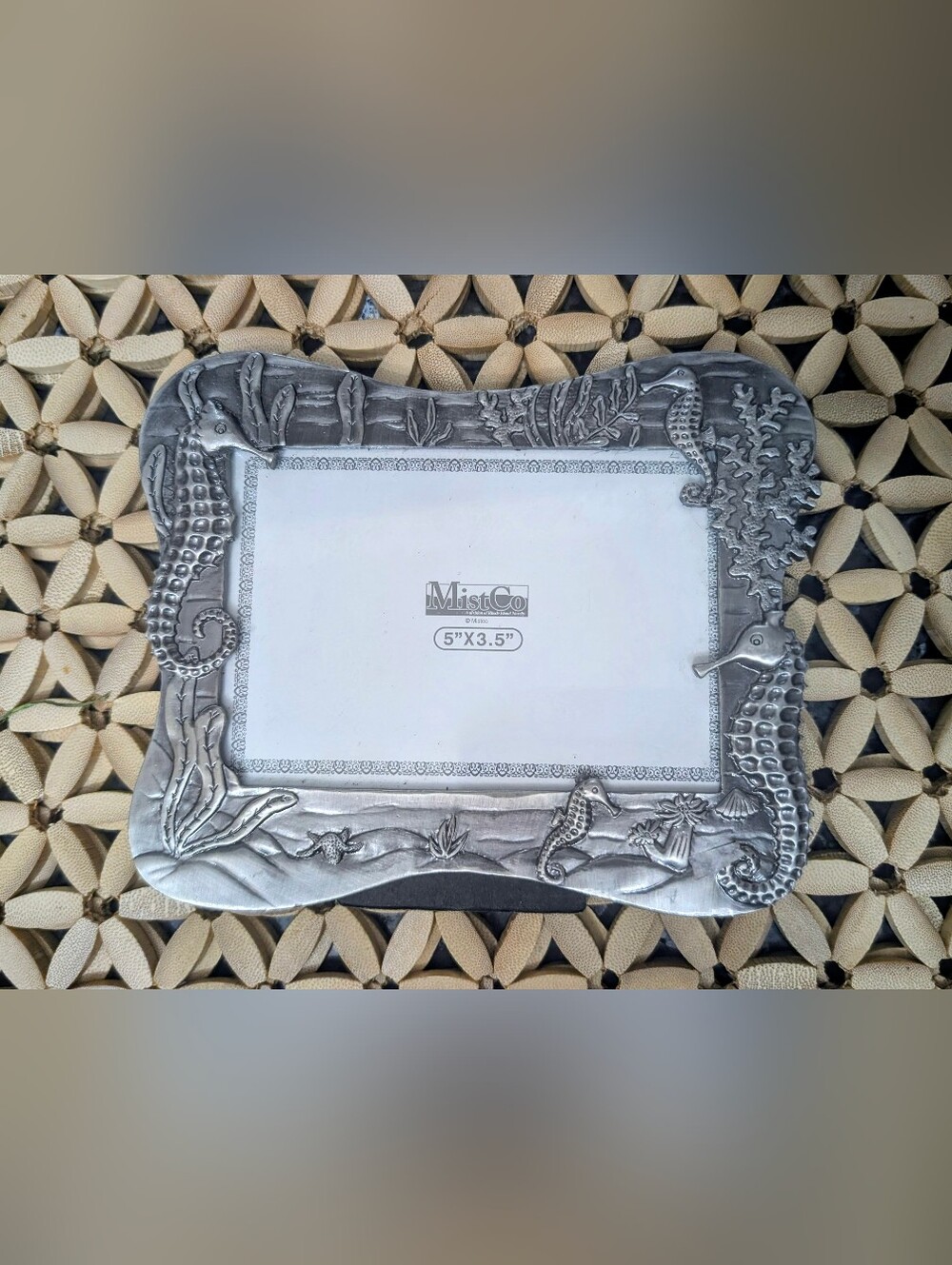 Pewter Silver Seahorse Beach House Picture Frame -‎ Coastal Home Decor 5" x 3.5"